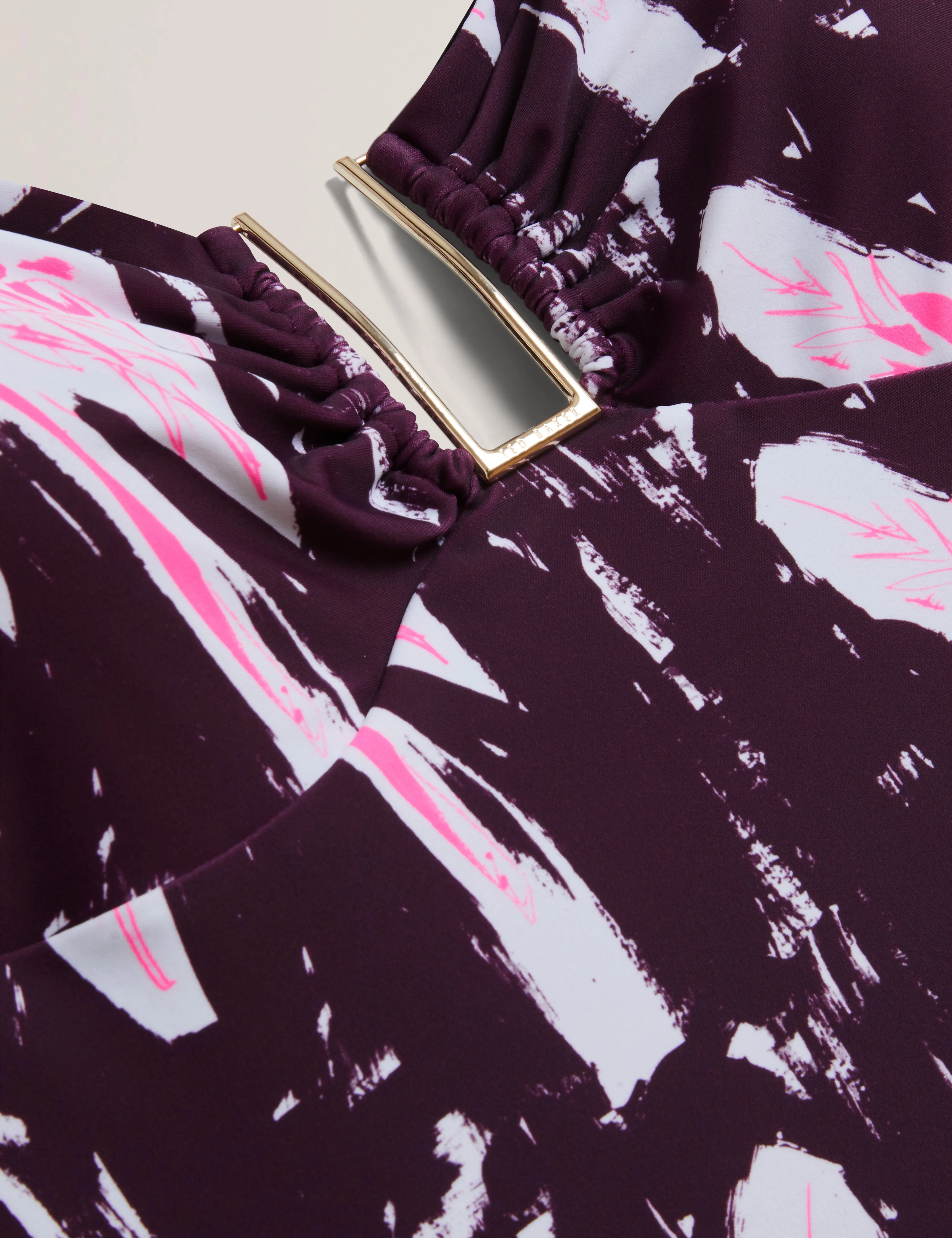 Tuulaa Printed U-Bar Swimsuit Maroon
