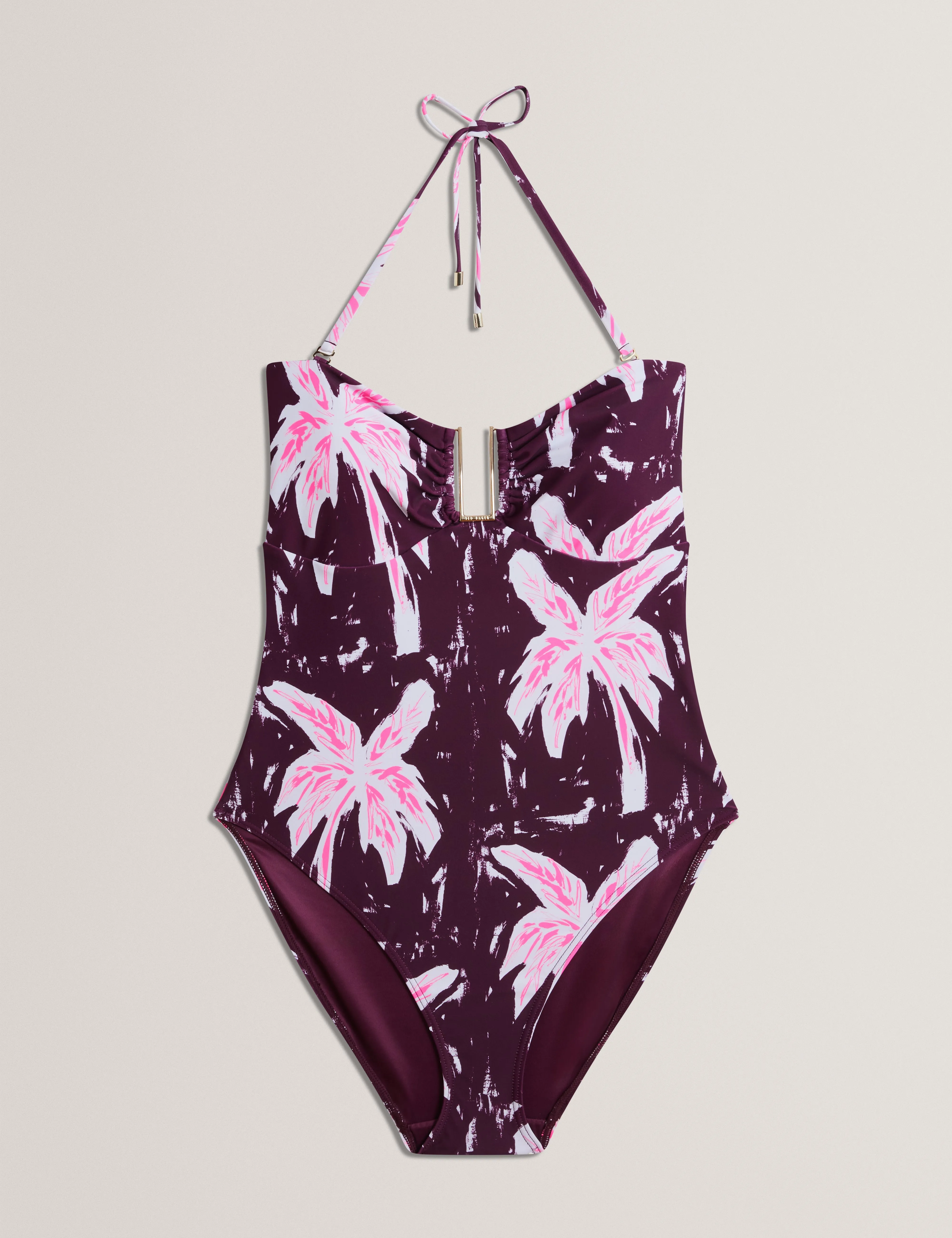 Tuulaa Printed U-Bar Swimsuit Maroon