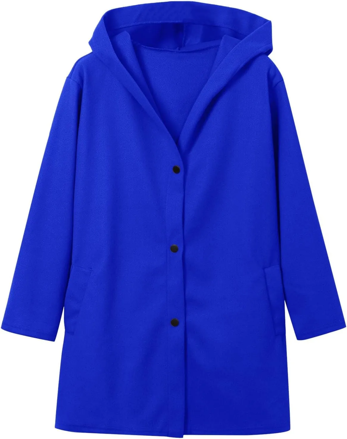 uhnmki Womens Jackets Casual Single Breasted Hooded Jacket Lapel Neck Long Sleeve Solid Color Trench Coat for Women 2024