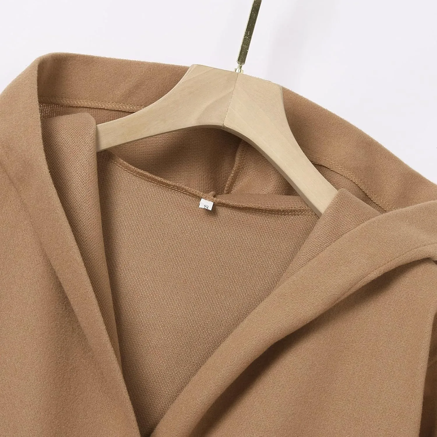 uhnmki Womens Jackets Casual Single Breasted Hooded Jacket Lapel Neck Long Sleeve Solid Color Trench Coat for Women 2024