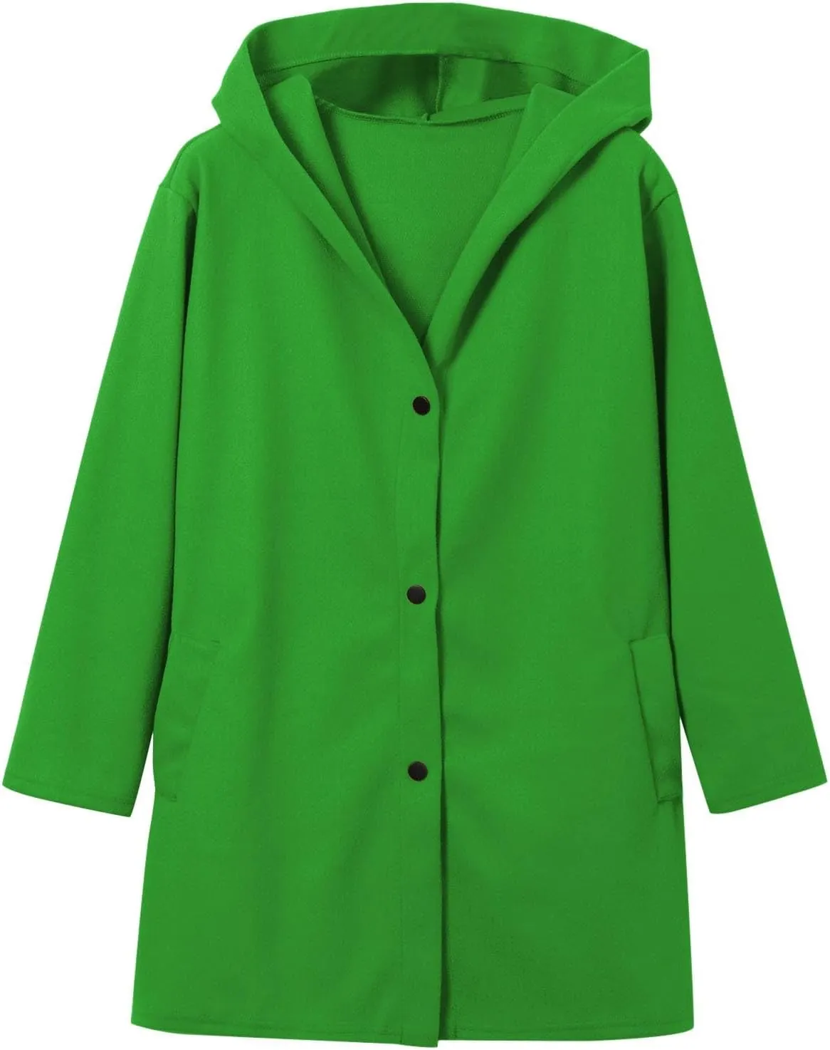 uhnmki Womens Jackets Casual Single Breasted Hooded Jacket Lapel Neck Long Sleeve Solid Color Trench Coat for Women 2024