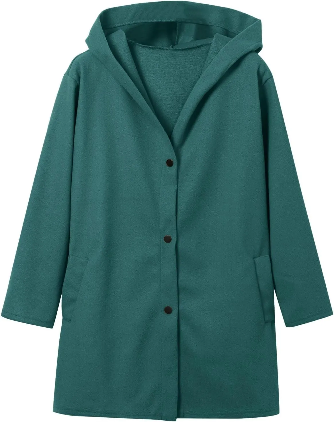 uhnmki Womens Jackets Casual Single Breasted Hooded Jacket Lapel Neck Long Sleeve Solid Color Trench Coat for Women 2024