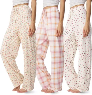 Ultra Performance Womens Pajama PJ Pants 3 Pack Lounge Bottoms Pajamas for Women (Avail in Plus Sizes)