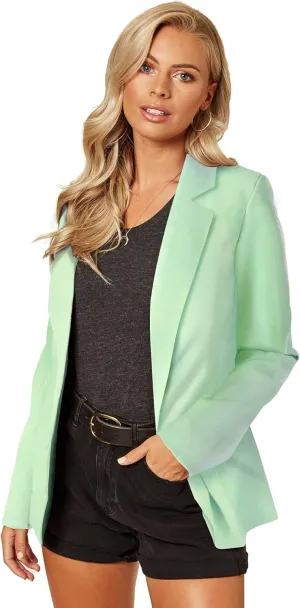 UNIQUE 21 Women's One Button Boyfriend Blazer for Work Casual - Ladies Jackets Outfits Suits for Work