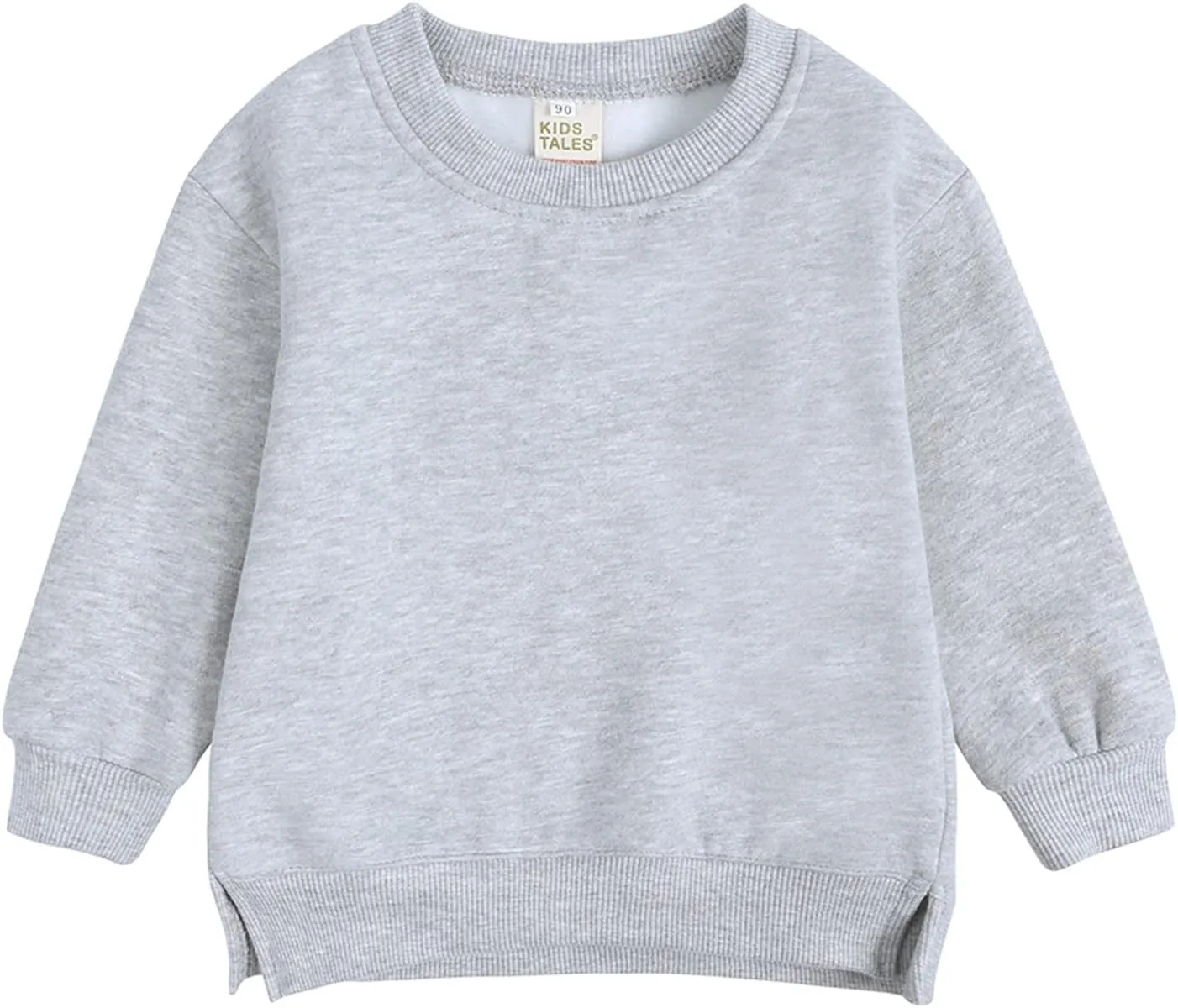 Unisex Kids Solid Fleece Tops Cotton Pullover Sweatshirt T-Shirt Toddler Crewneck Long Sleeve Sweater Blouse