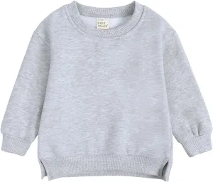 Unisex Kids Solid Fleece Tops Cotton Pullover Sweatshirt T-Shirt Toddler Crewneck Long Sleeve Sweater Blouse