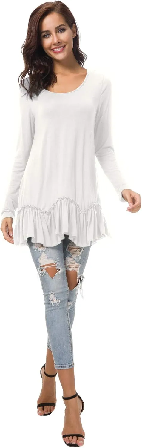 Urban CoCo Women's Casual T-shirt Solid Long Sleeve Tunic Tops