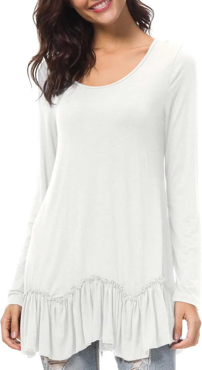 Urban CoCo Women's Casual T-shirt Solid Long Sleeve Tunic Tops