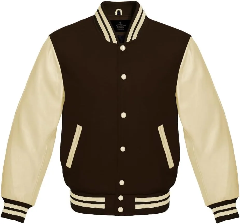 Varsity Baseball Letterman Bomber Wool & Half White Genuine leather sleeves Varsity Jacket