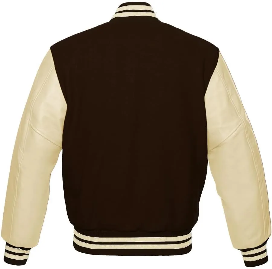 Varsity Baseball Letterman Bomber Wool & Half White Genuine leather sleeves Varsity Jacket