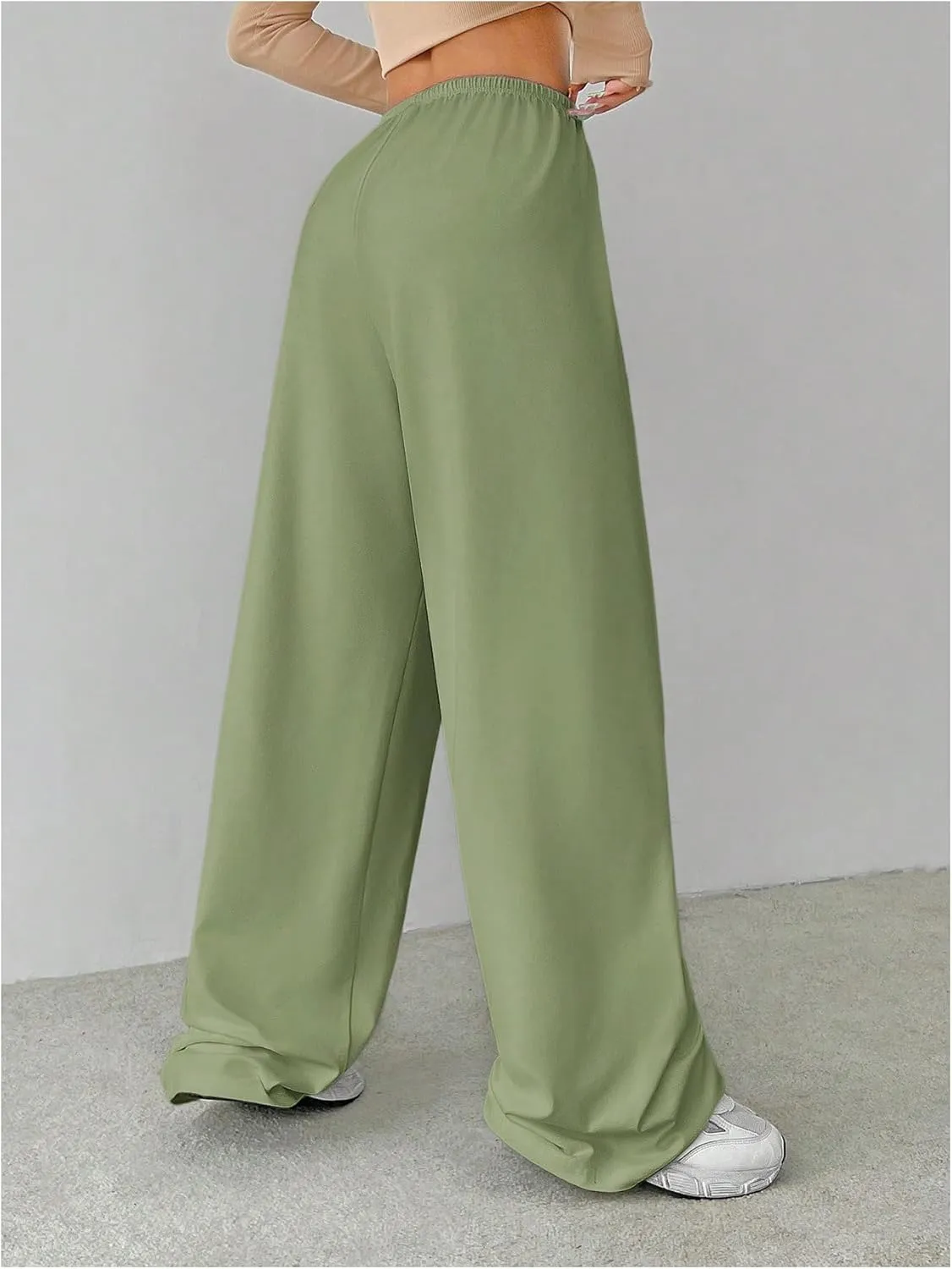 Verdusa Women's Loose Wide Leg Sweatpants Elastic Drawstring Waist Casual Long Pants