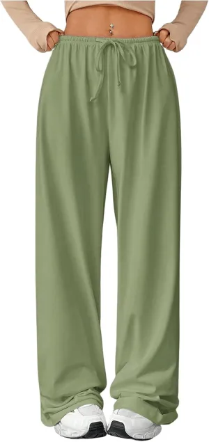 Verdusa Women's Loose Wide Leg Sweatpants Elastic Drawstring Waist Casual Long Pants