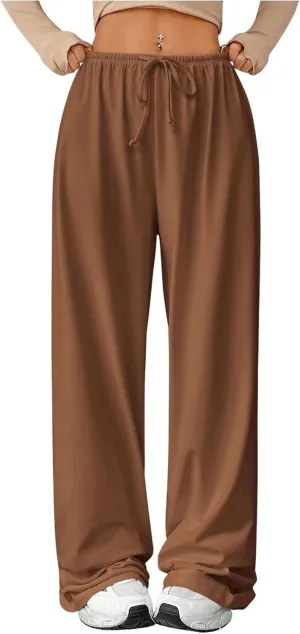Verdusa Women's Loose Wide Leg Sweatpants Elastic Drawstring Waist Casual Long Pants