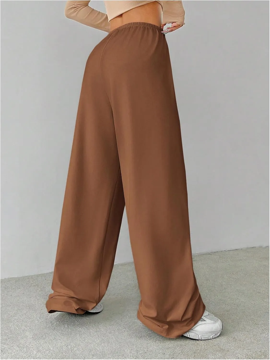 Verdusa Women's Loose Wide Leg Sweatpants Elastic Drawstring Waist Casual Long Pants