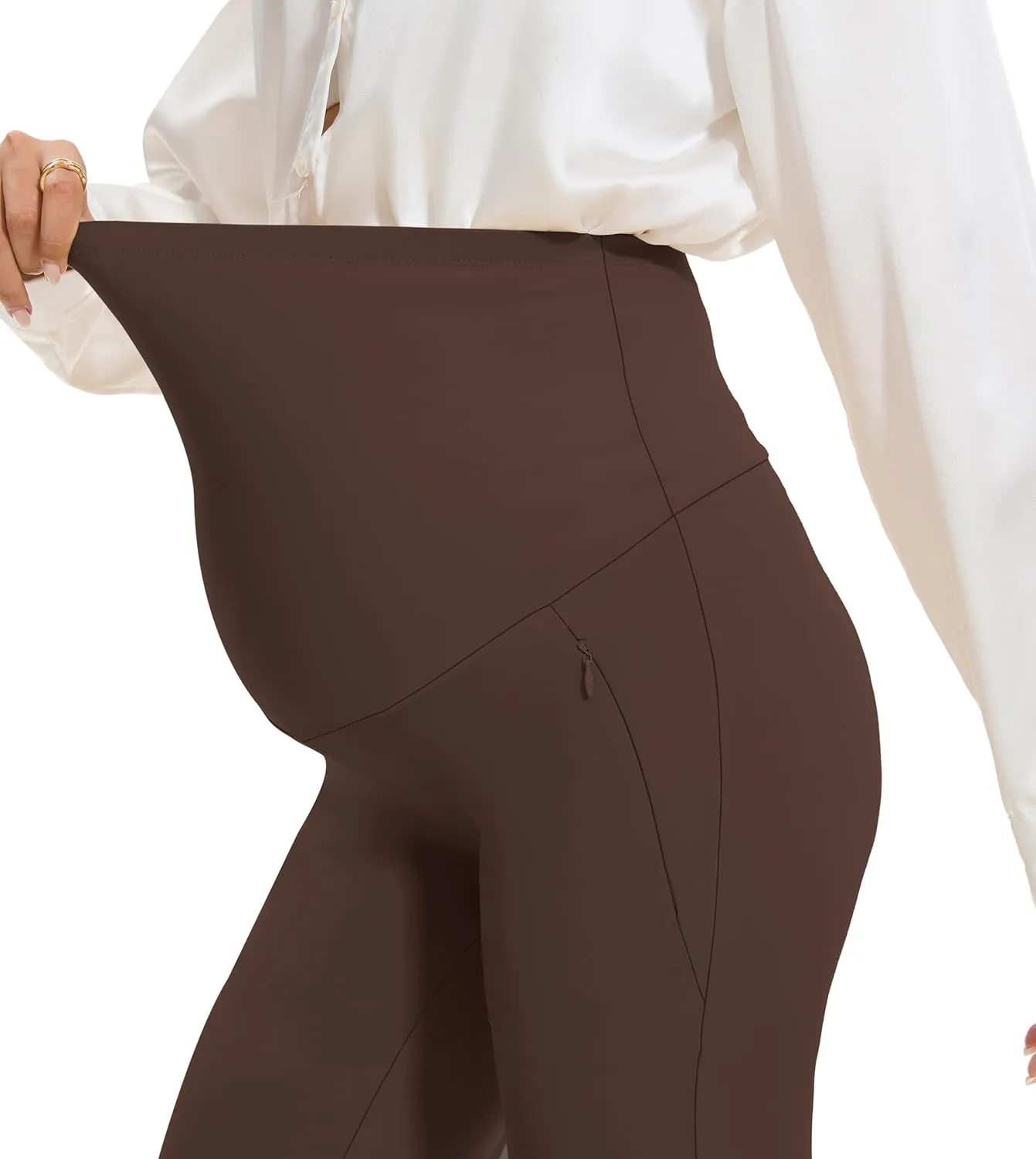 VIMPEP Soft Feeling Wide Leg Maternity Yoga Pants Over The Belly Pregnancy Dress Pants Petite/Regular with Pockets 305