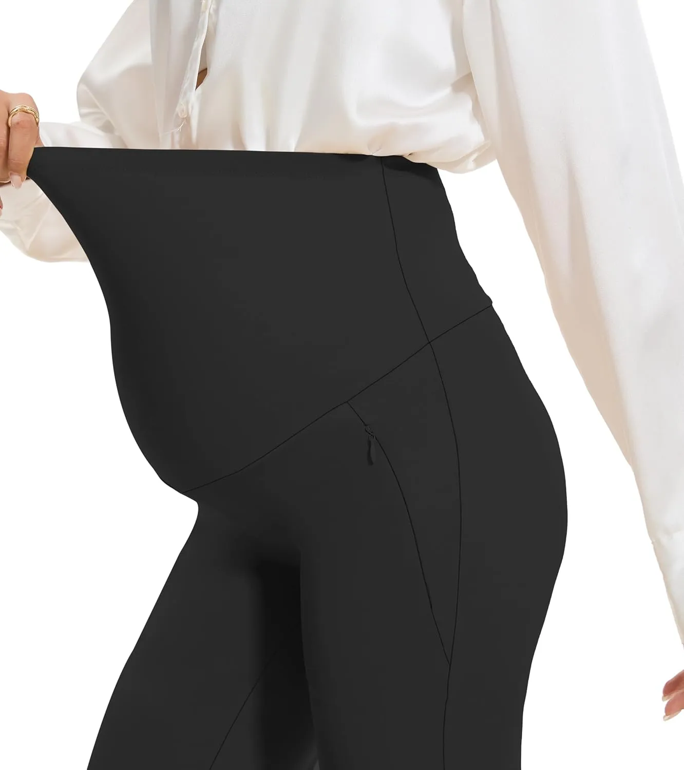 VIMPEP Soft Feeling Wide Leg Maternity Yoga Pants Over The Belly Pregnancy Dress Pants Petite/Regular with Pockets 305