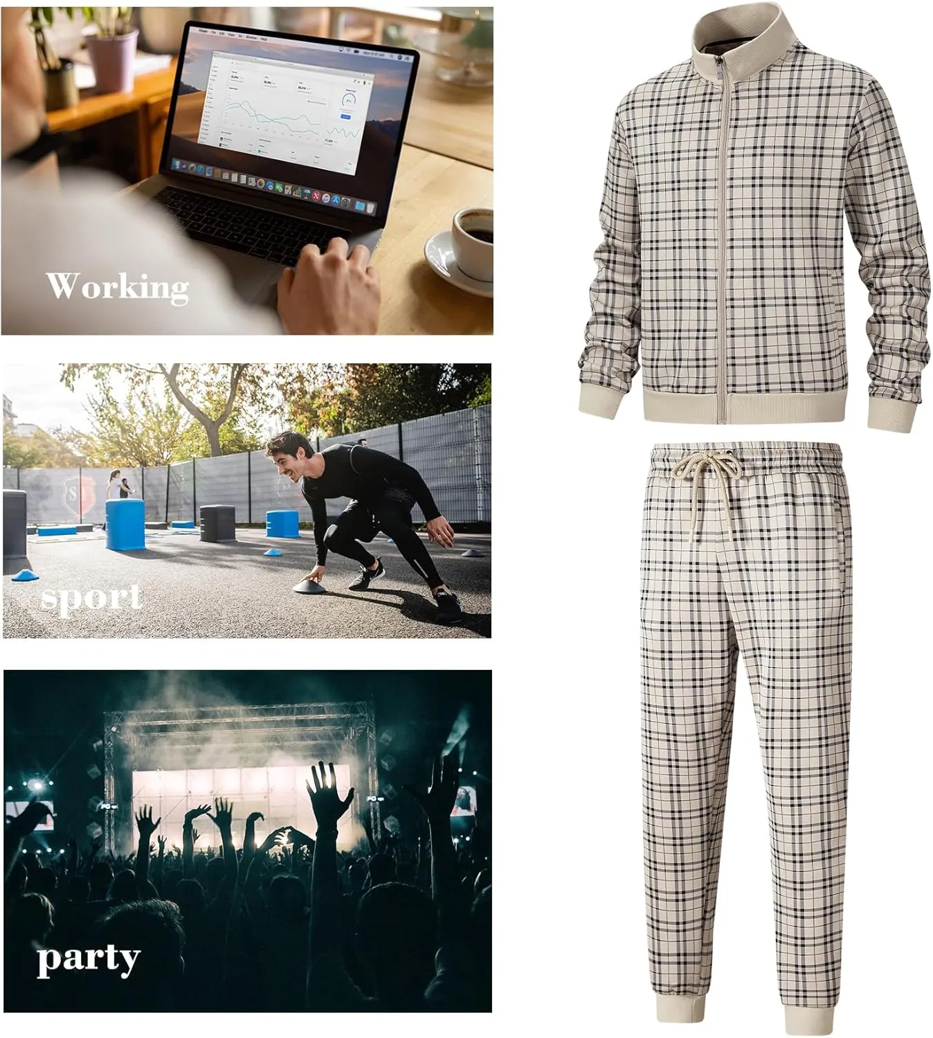 W JIANWANG Men's Casual Tracksuits Long Sleeve Jogging Suits Sweatsuit Sets Track Jackets and Pants 2 Piece Outfit