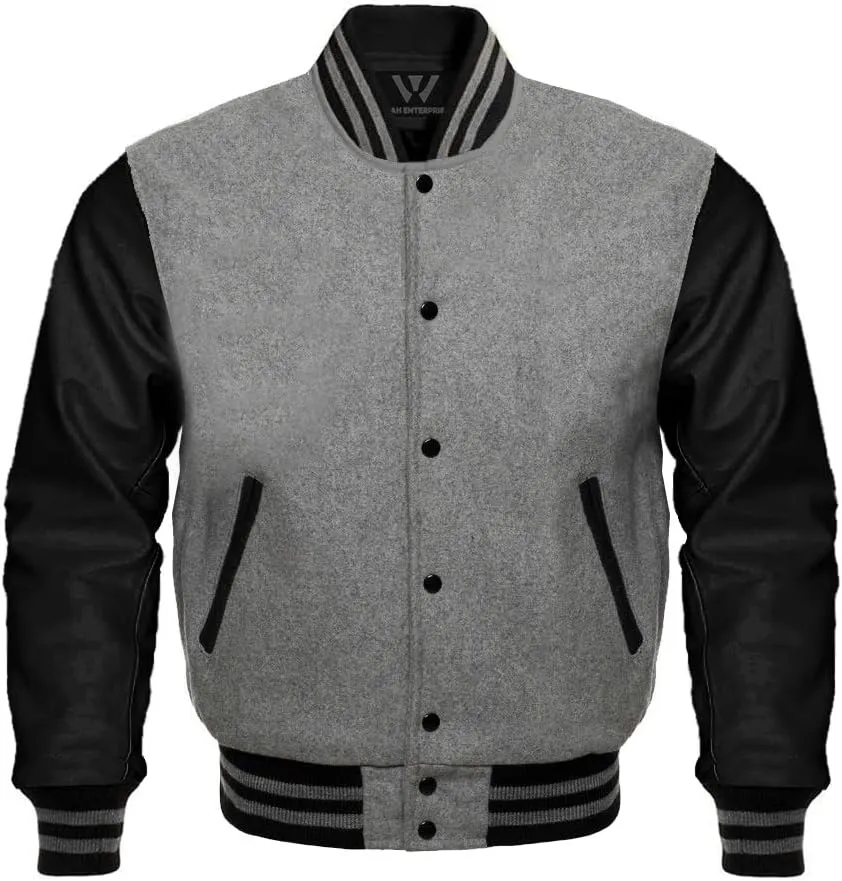 Waah Baseball letterman Varsity Jackets Genuine Leather Sleeves Multi wool colors