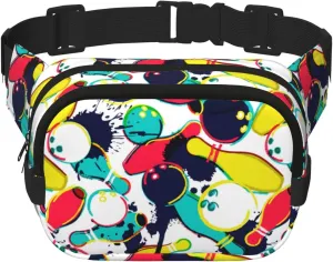 Watercolor Bowling Ball And Pins Fanny Pack Crossbody Waist Bag For Women Men Adjustable Casual Workout Belt Bag