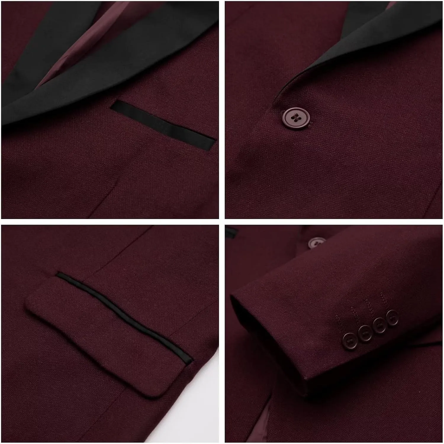 WEEN CHARM Men's Slim Fit 3 Piece Tuxedo Suit One Button Shawl Lapel Blazer Jacket Vest Pants Set