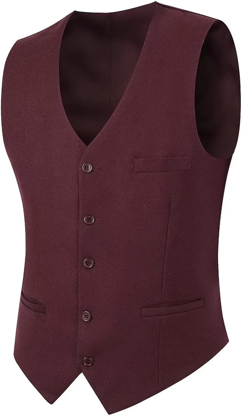 WEEN CHARM Men's Slim Fit 3 Piece Tuxedo Suit One Button Shawl Lapel Blazer Jacket Vest Pants Set