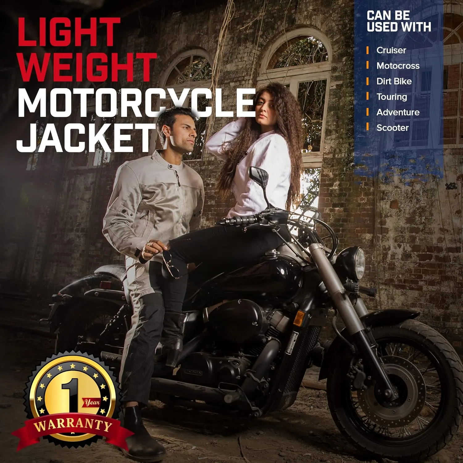 WICKED STOCK Mens Motorcycle Jacket-Air Mesh Biker Jacket Men-Dual Sport Motorcycle Armor-Motorcycle Gear for Men-Gray