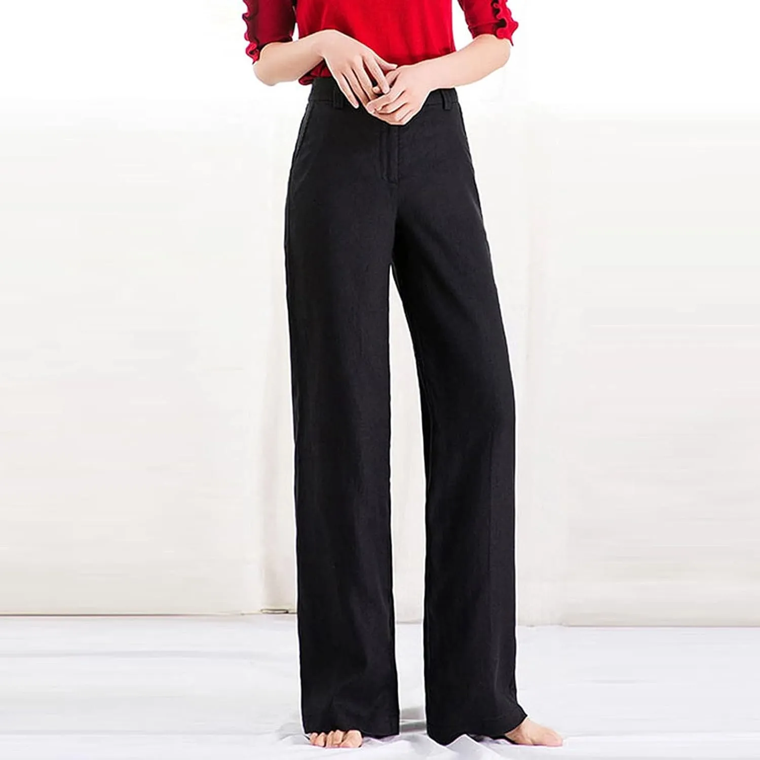 Wide Leg Pants Cotton Linen Loose Fit Trousers Women Summer Soft Plus Size Light Weight Pants Streetwear Trousers