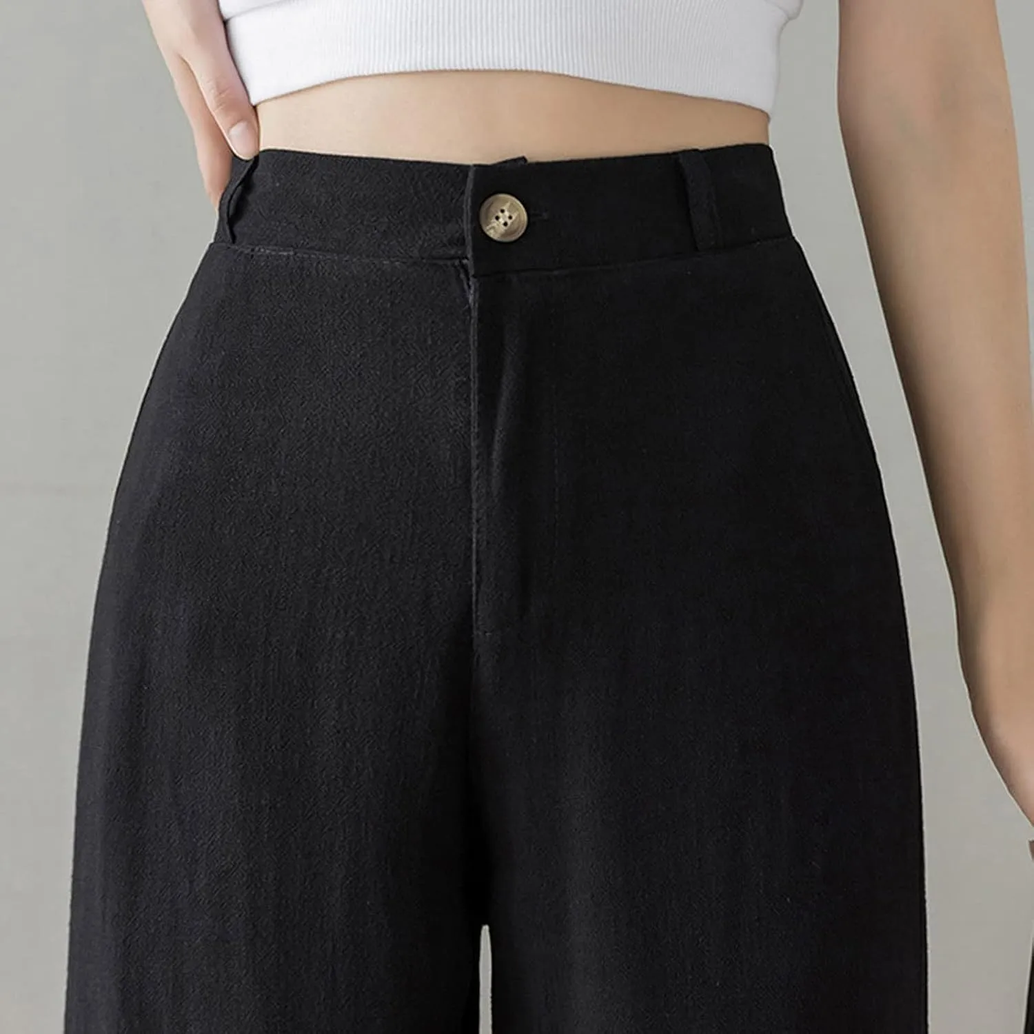 Wide Leg Pants Cotton Linen Loose Fit Trousers Women Summer Soft Plus Size Light Weight Pants Streetwear Trousers