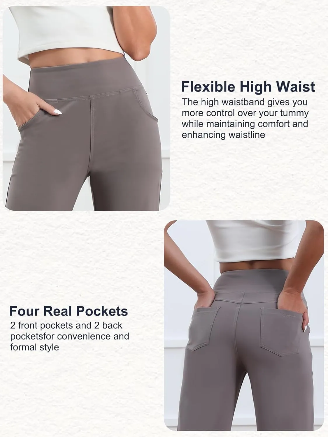 Wide Leg Pants for Woman, High Waisted Loose Casual Pull on Yoga Pants with Pockets Dress Trousers for Work/Athletic
