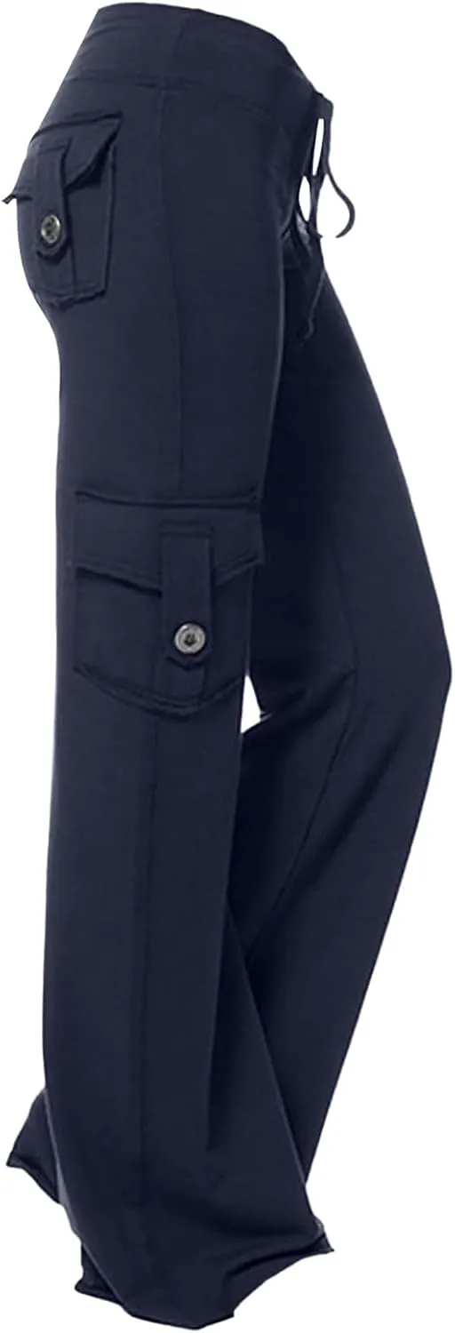 Wide Leg Yoga Pants for Women High Waisted Cargo Bootcut Yoga Pants with Pockets Summer Plus Size Flare Workout Pants