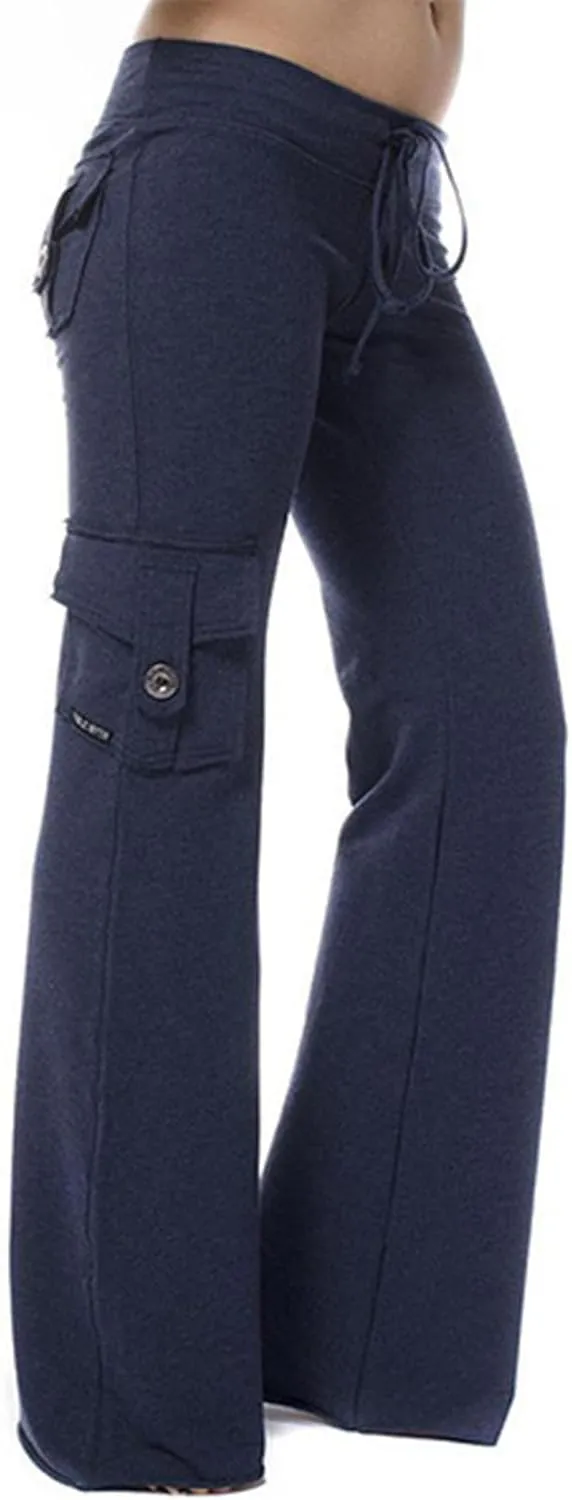 Wide Leg Yoga Pants for Women High Waisted Cargo Bootcut Yoga Pants with Pockets Summer Plus Size Flare Workout Pants