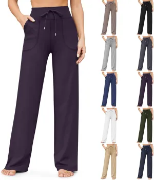Wide Leg Yoga Pants for Women High Waisted Drawstring Baggy Casual Sweatpants Gym Workout Lounge Pants with Pockets