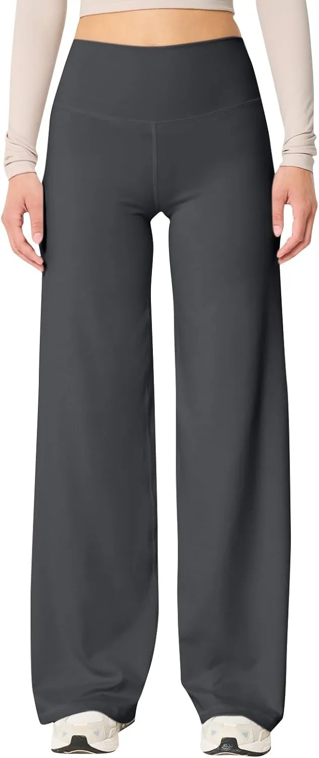 Wide Leg Yoga Pants for Women Stretchy Tummy Control Leggings Soft Athletic Workout Pants Bootcut Flowy Pants Trouser