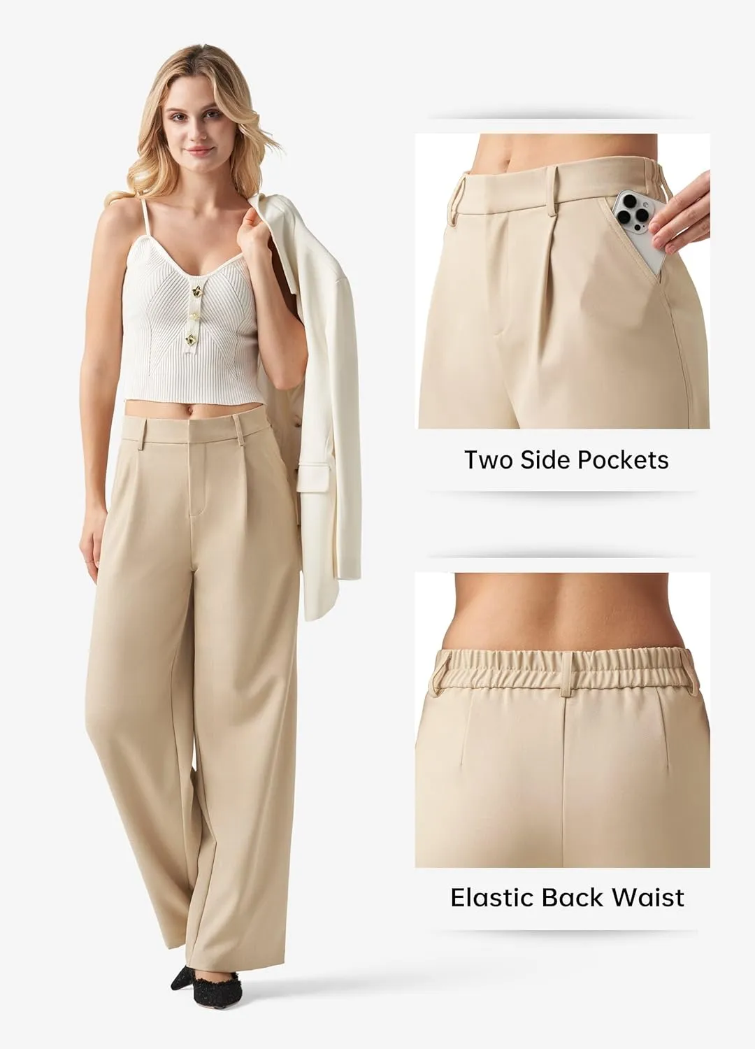 Willit Women's Work Pants Wide Leg Dress Pants High Waisted Casual Business Office Pants Slacks 29"/31"