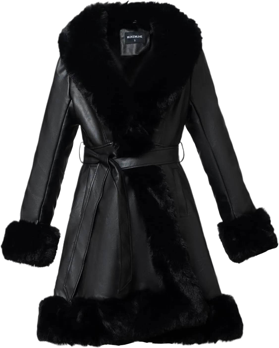 Winter Faux Fur Coats for Women,Faux Fur Leather Jacket Women