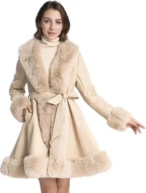 Winter Faux Fur Coats for Women,Faux Fur Leather Jacket Women