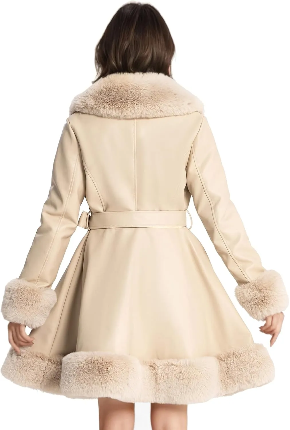 Winter Faux Fur Coats for Women,Faux Fur Leather Jacket Women