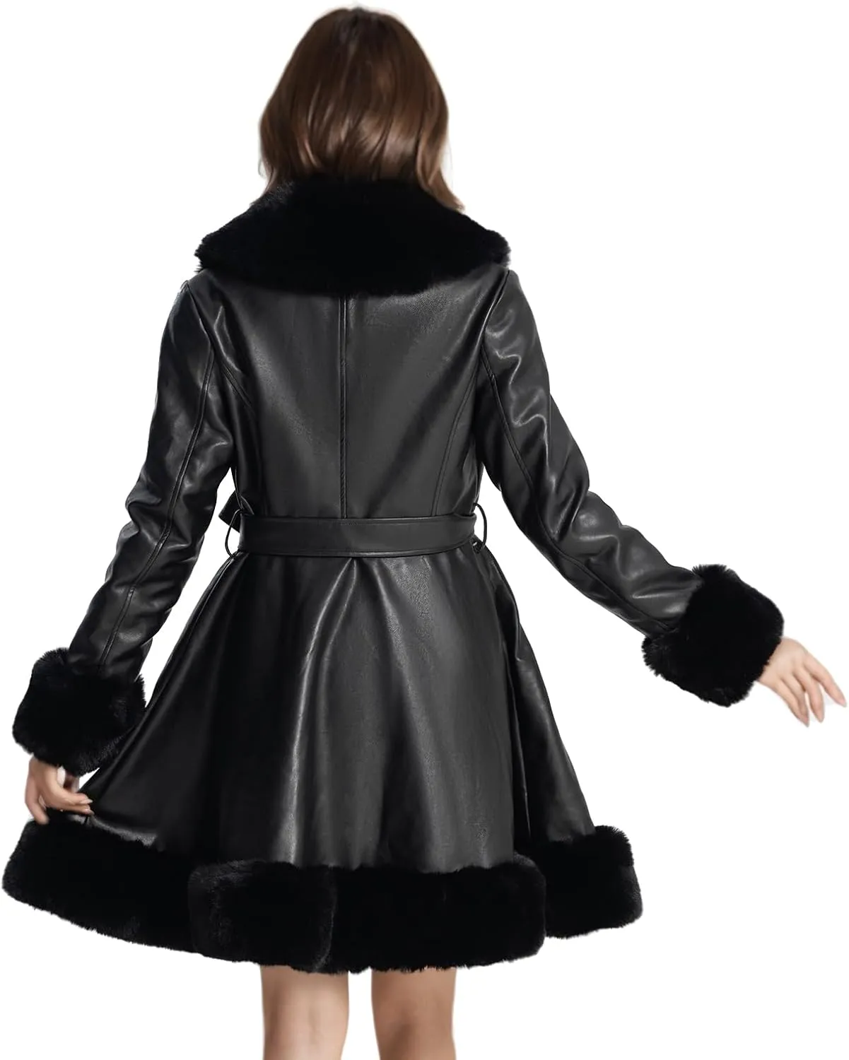 Winter Faux Fur Coats for Women,Faux Fur Leather Jacket Women