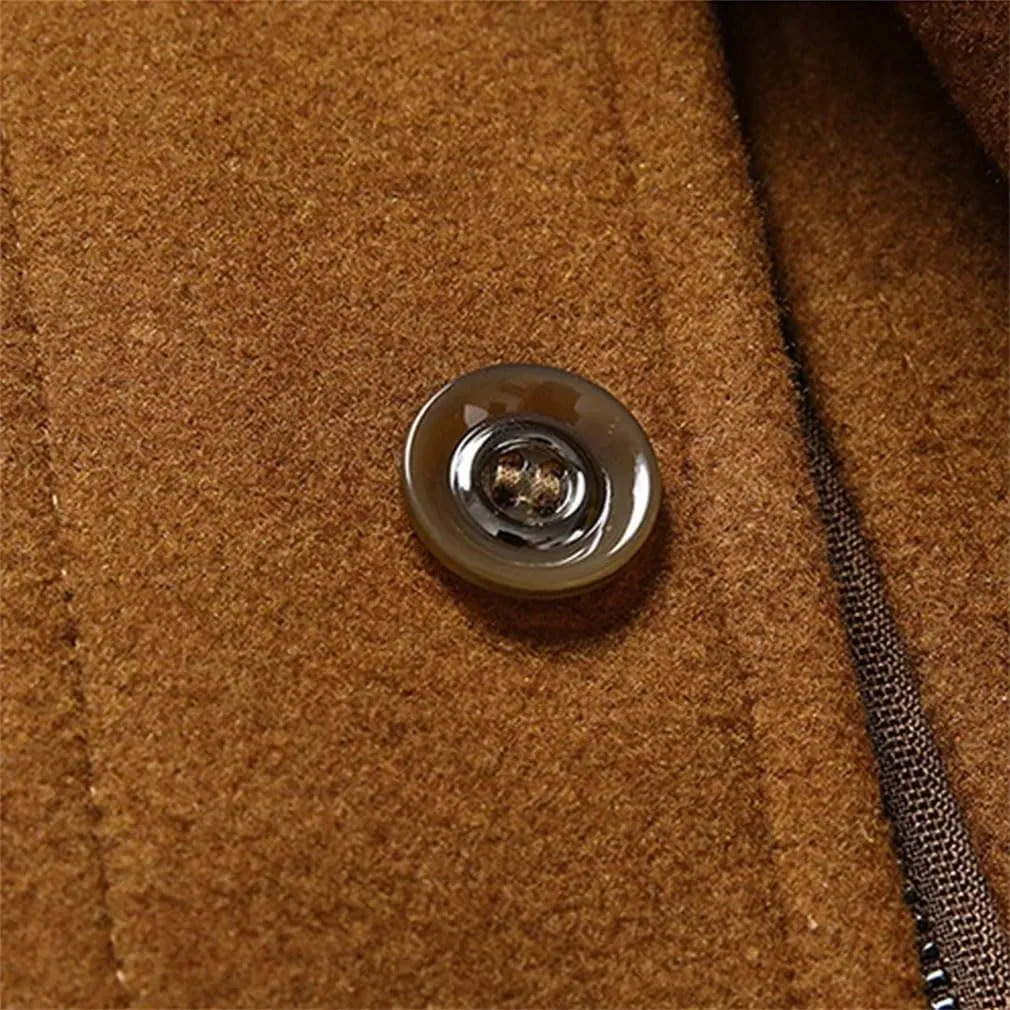 Winter Men's Wool Coats Middle Long Cotton-Padded Thick Warm Woolen Coat Male Trench Coat