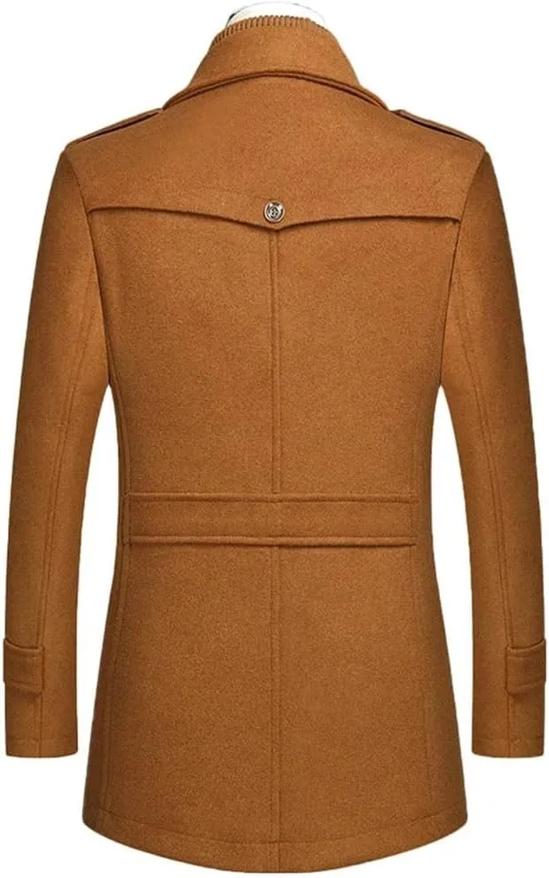 Winter Men's Wool Coats Middle Long Cotton-Padded Thick Warm Woolen Coat Male Trench Coat