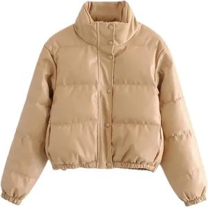 Winter Warm Thick Leather Coats Women Short Cotton Padded Zipper Clothes