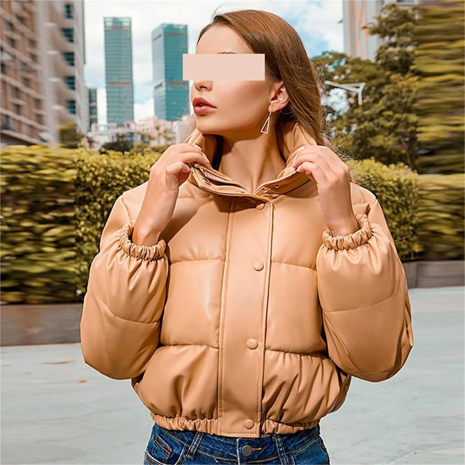 Winter Warm Thick Leather Coats Women Short Cotton Padded Zipper Clothes