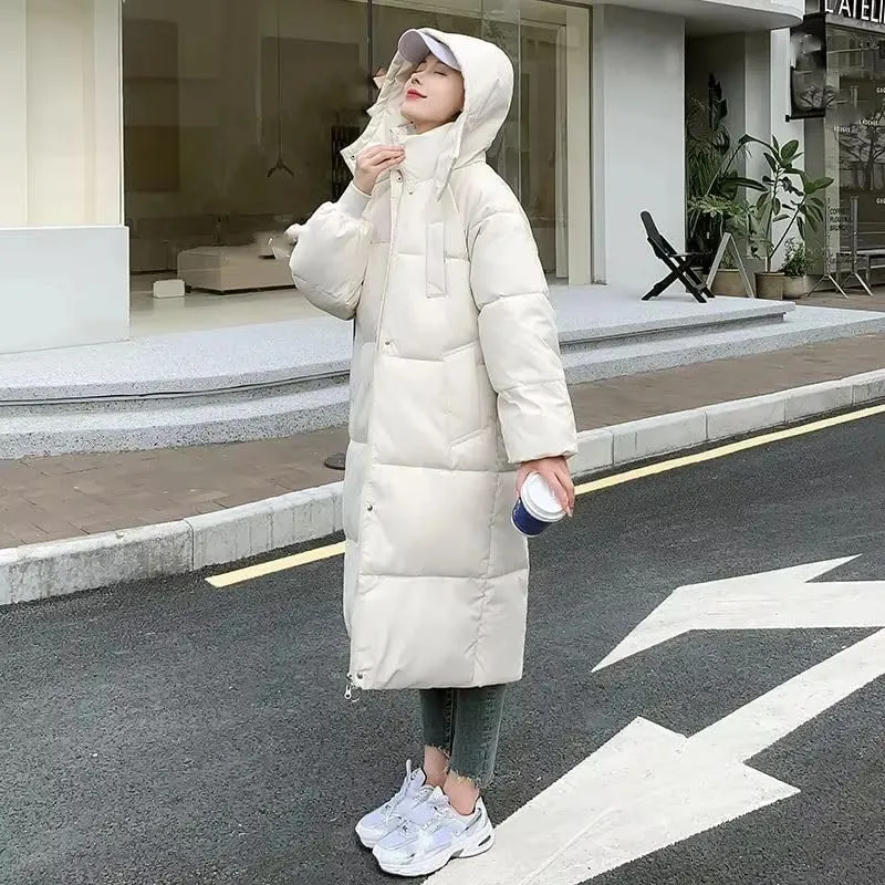 Winter Women Parka Hooded Jackets Thicken Warm Cotton-padded Puffer Coats Casual Long Clothes Loose Outerwear
