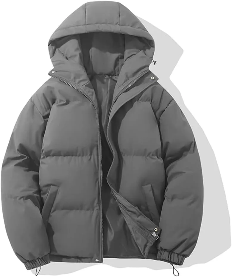 Women Autumn and Winter Warm Fashion Harajuku Puffer Jacket Women High Neck Hooded Zipper Cotton-Padded Coat