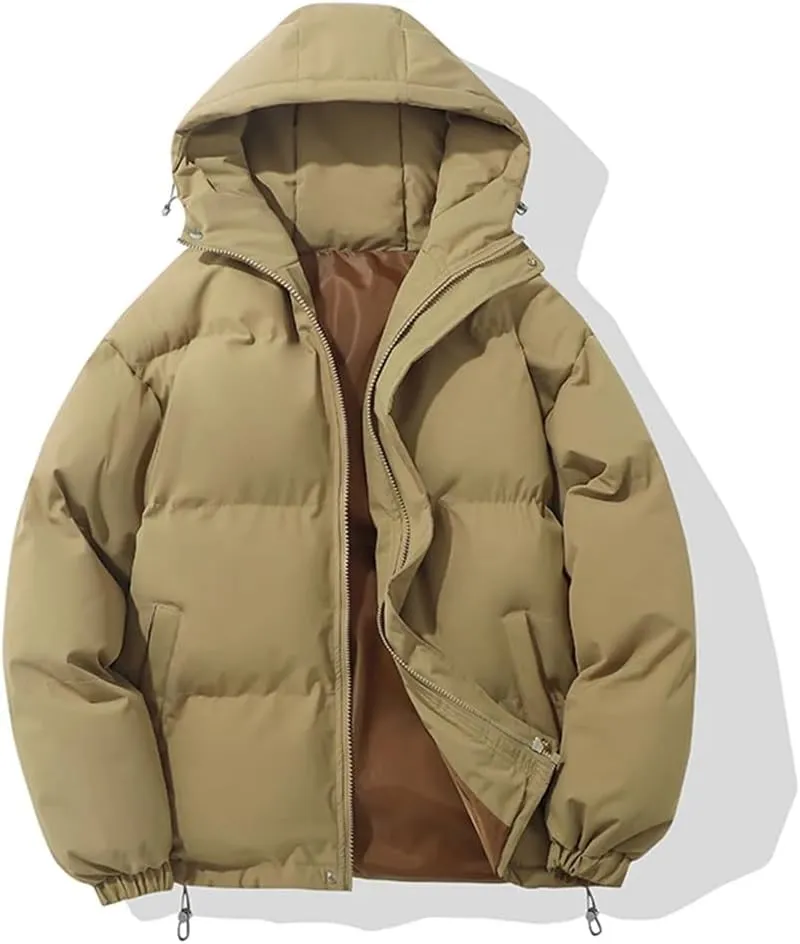 Women Autumn and Winter Warm Fashion Harajuku Puffer Jacket Women High Neck Hooded Zipper Cotton-Padded Coat