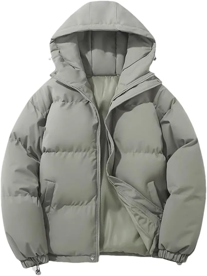 Women Autumn and Winter Warm Fashion Harajuku Puffer Jacket Women High Neck Hooded Zipper Cotton-Padded Coat