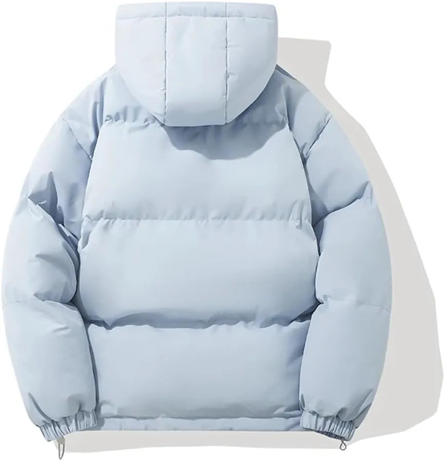 Women Autumn and Winter Warm Fashion Harajuku Puffer Jacket Women High Neck Hooded Zipper Cotton-Padded Coat
