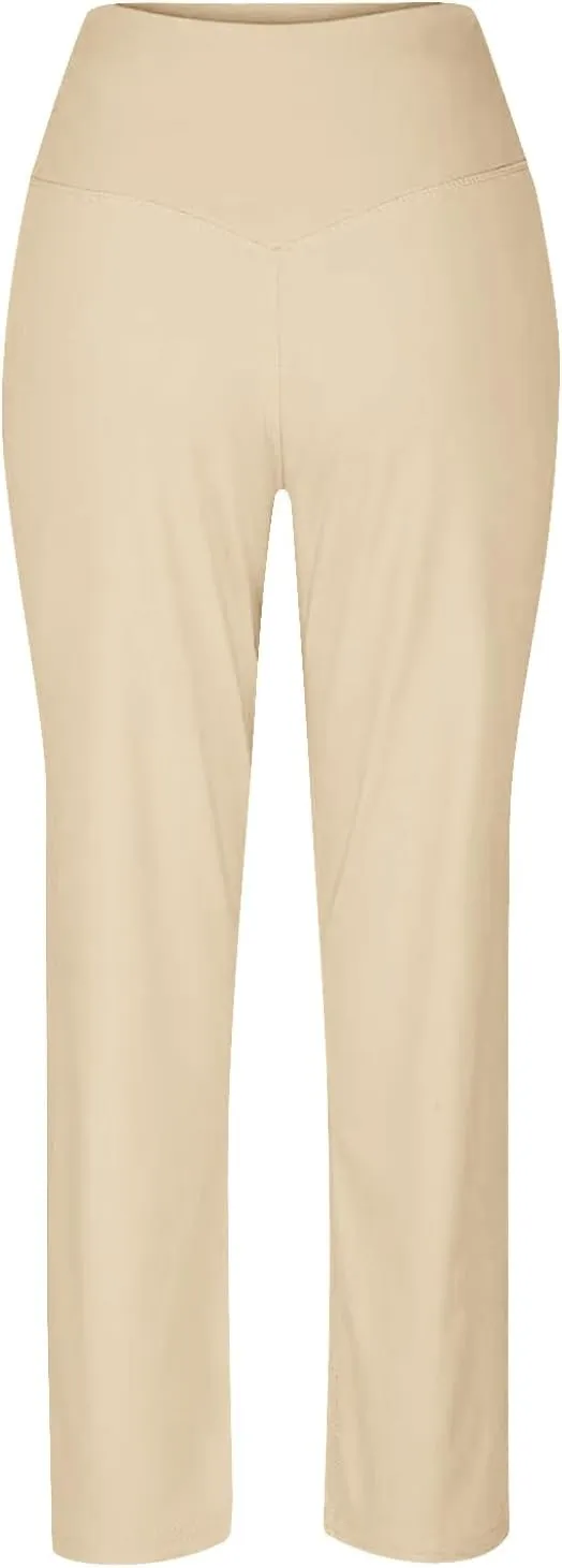 Women Capri Yoga Pants High Waist Wide Leg Lounge Pant with Pockets Tummy Control Stretch Straight Workout Trousers
