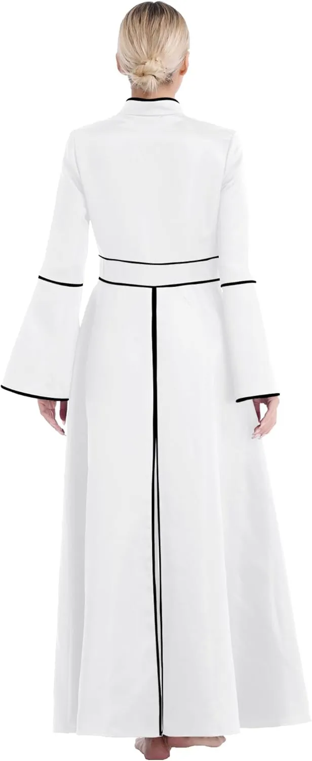 Women Church Clergy Dress Solid Minister Choir Robe Flared Sleeves A-line Maxi Dress