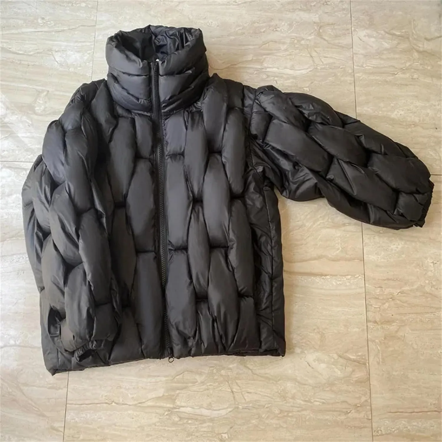 Women Down Jacket Oversized Couple Coats Plaid Puffer Parkas